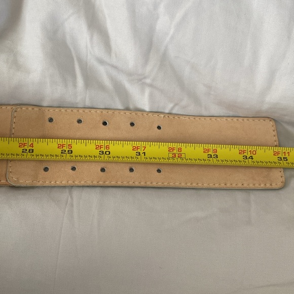 Vintage Metallic canvas snakeskin leather bone nude wide Waist Statement Belt - Picture 10 of 10